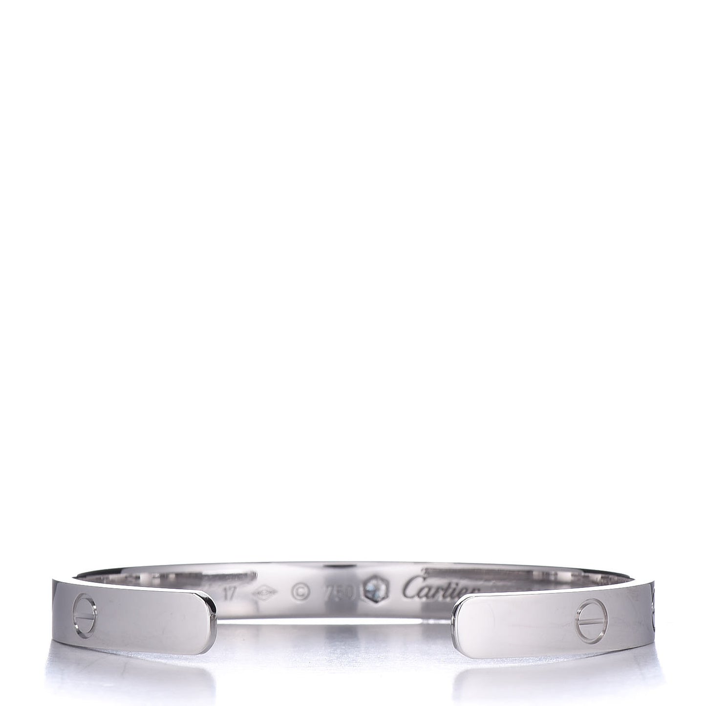 18K White Gold 1 Diamond LOVE Cuff Bracelet 17