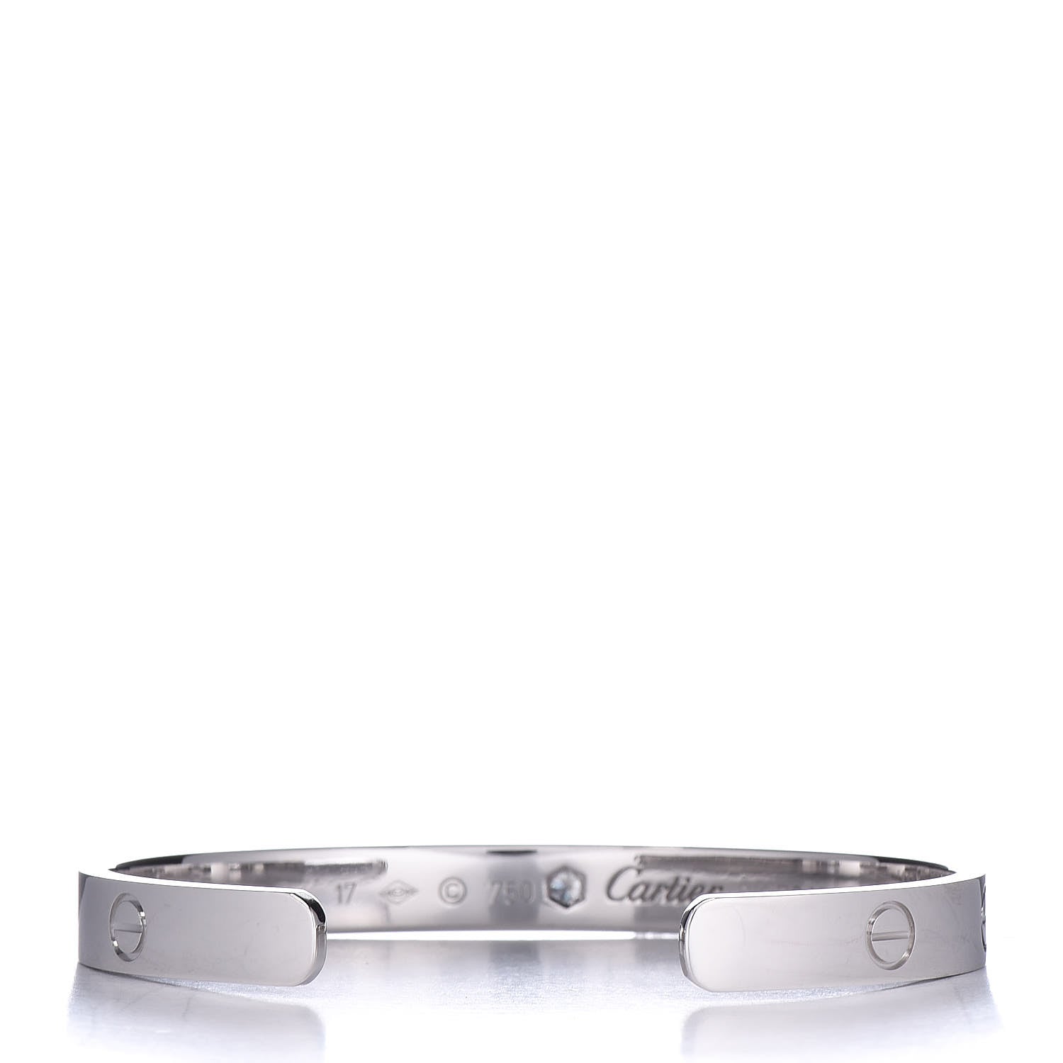 Cartier 18K White Gold 1 Diamond LOVE Cuff Bracelet 17 3 of 5