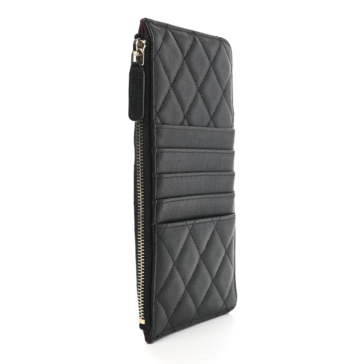 Caviar Quilted Classic Flat Wallet Pouch Black