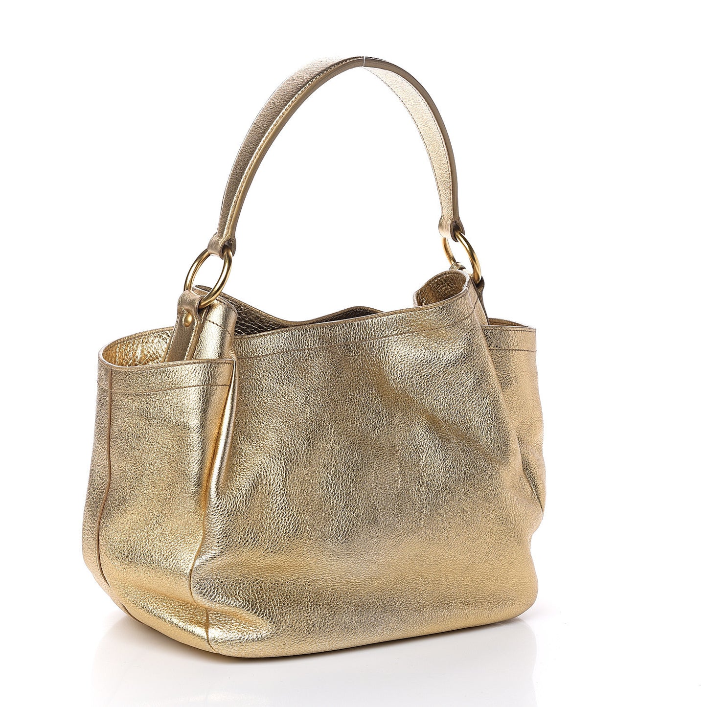 Metallic Vitello Daino Side Pocket Hobo Platino