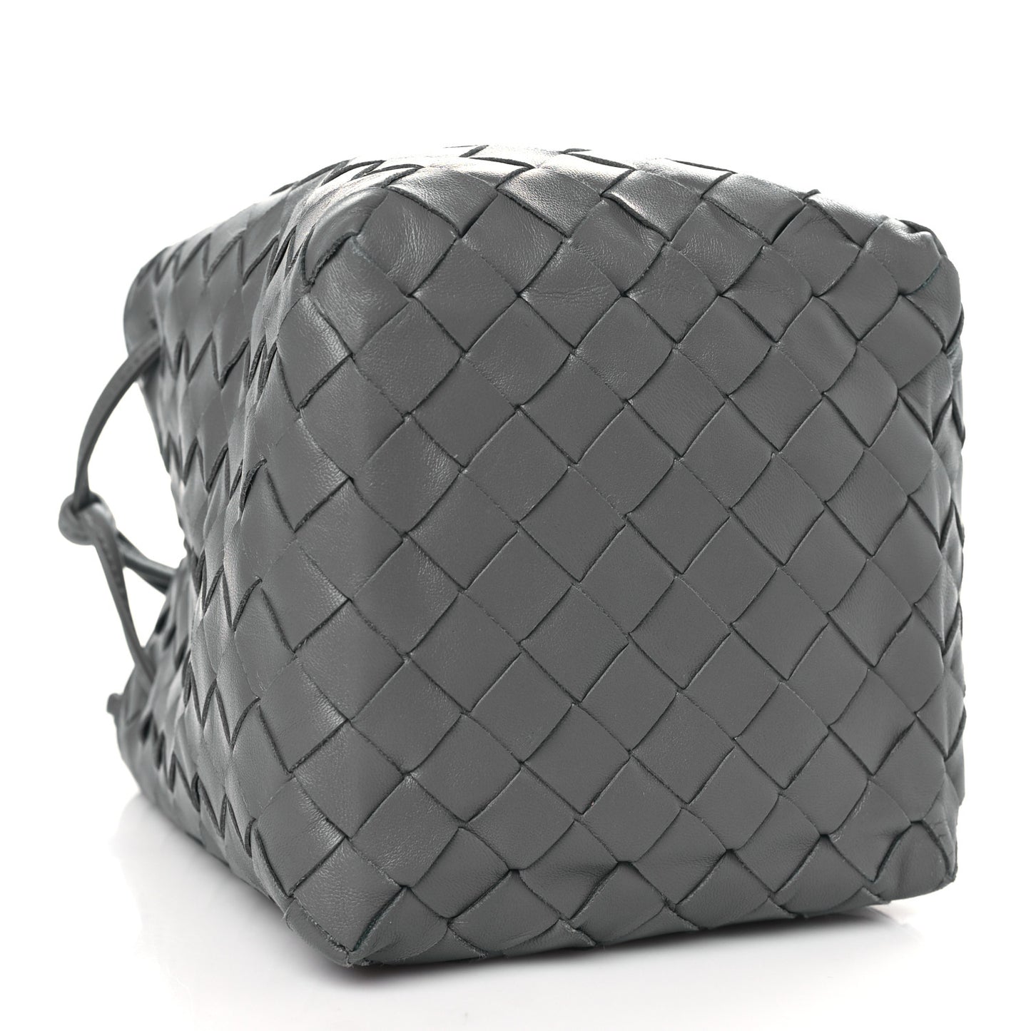 Nappa Intrecciato Small Drawstring Bucket Bag Thunder