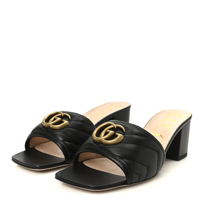 Gucci Nappa Matelasse GG Marmont 55mm Slide Sandals 37 Black 4 of 11