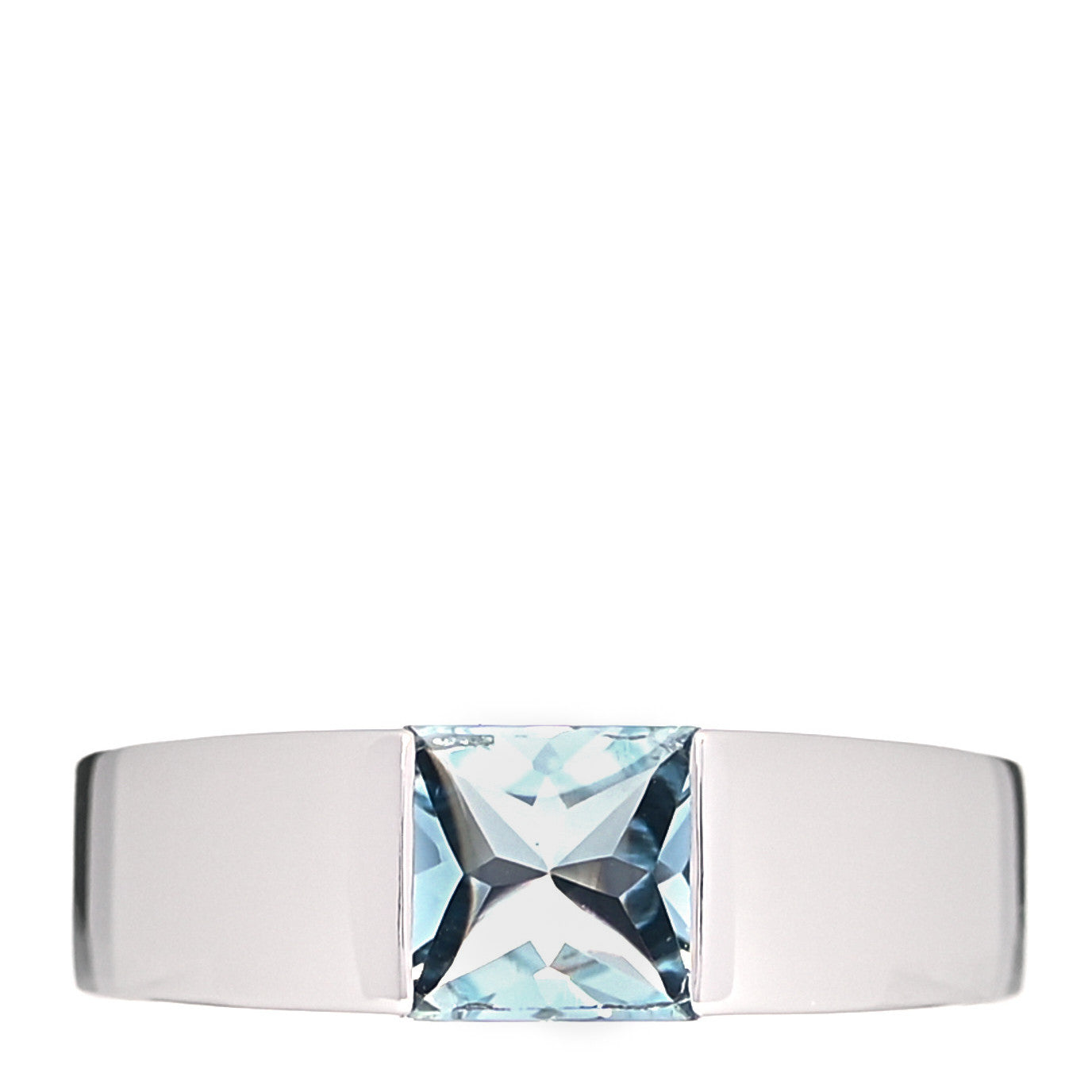 18K White Gold Aquamarine Tank Ring 49 4.75