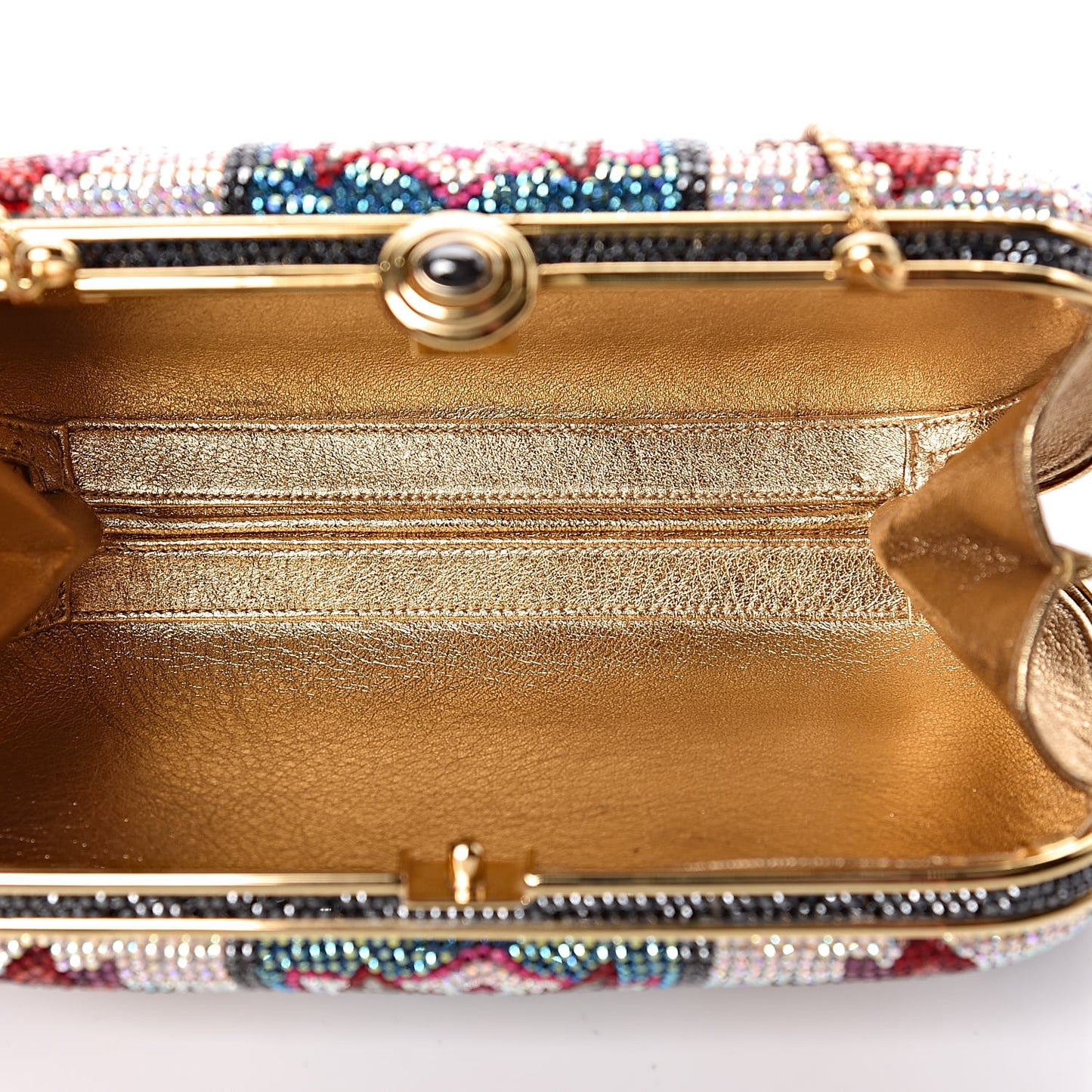 Swarovski Crystal Flower Minaudiere Clutch Gold