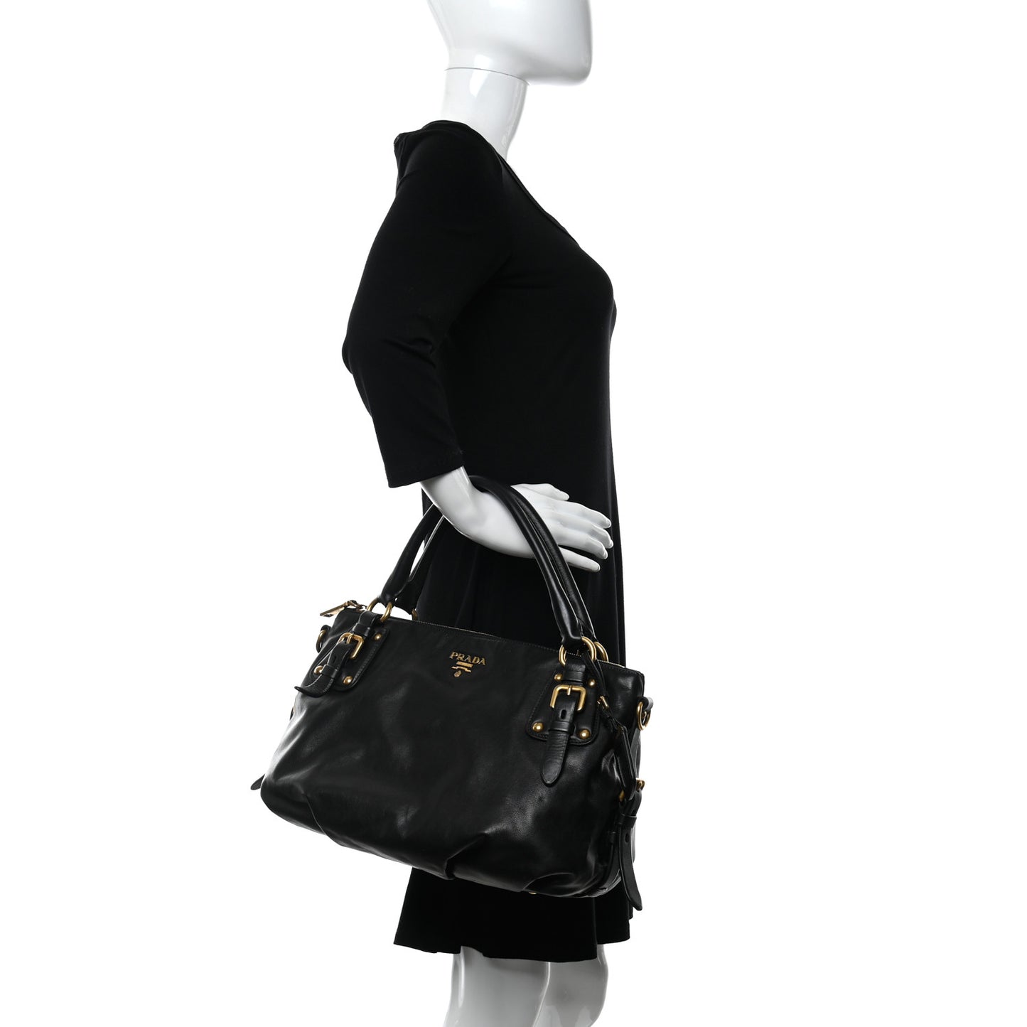 Vitello Soft Shopping Satchel Black