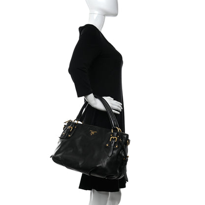 Prada Vitello Soft Shopping Satchel Black 2 of 14