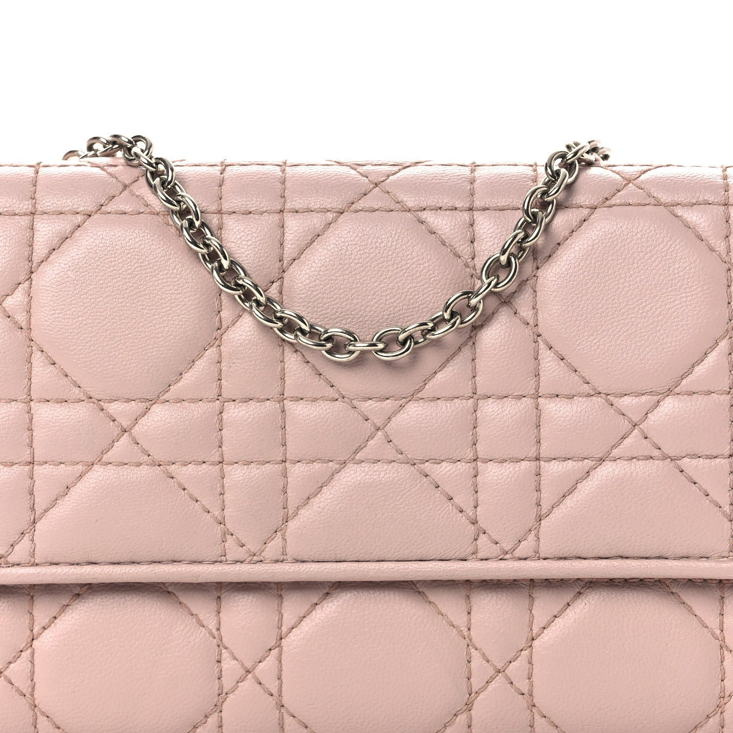 Christian Dior Lambskin Cannage Lady Dior Rendezvous Wallet On Chain Light Pink 8 of 10