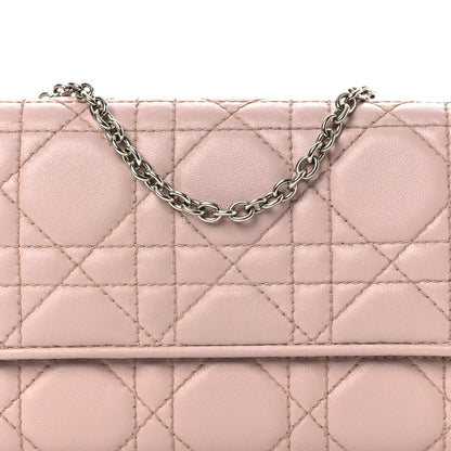 Christian Dior Lambskin Cannage Lady Dior Rendezvous Wallet On Chain Light Pink 8 of 10
