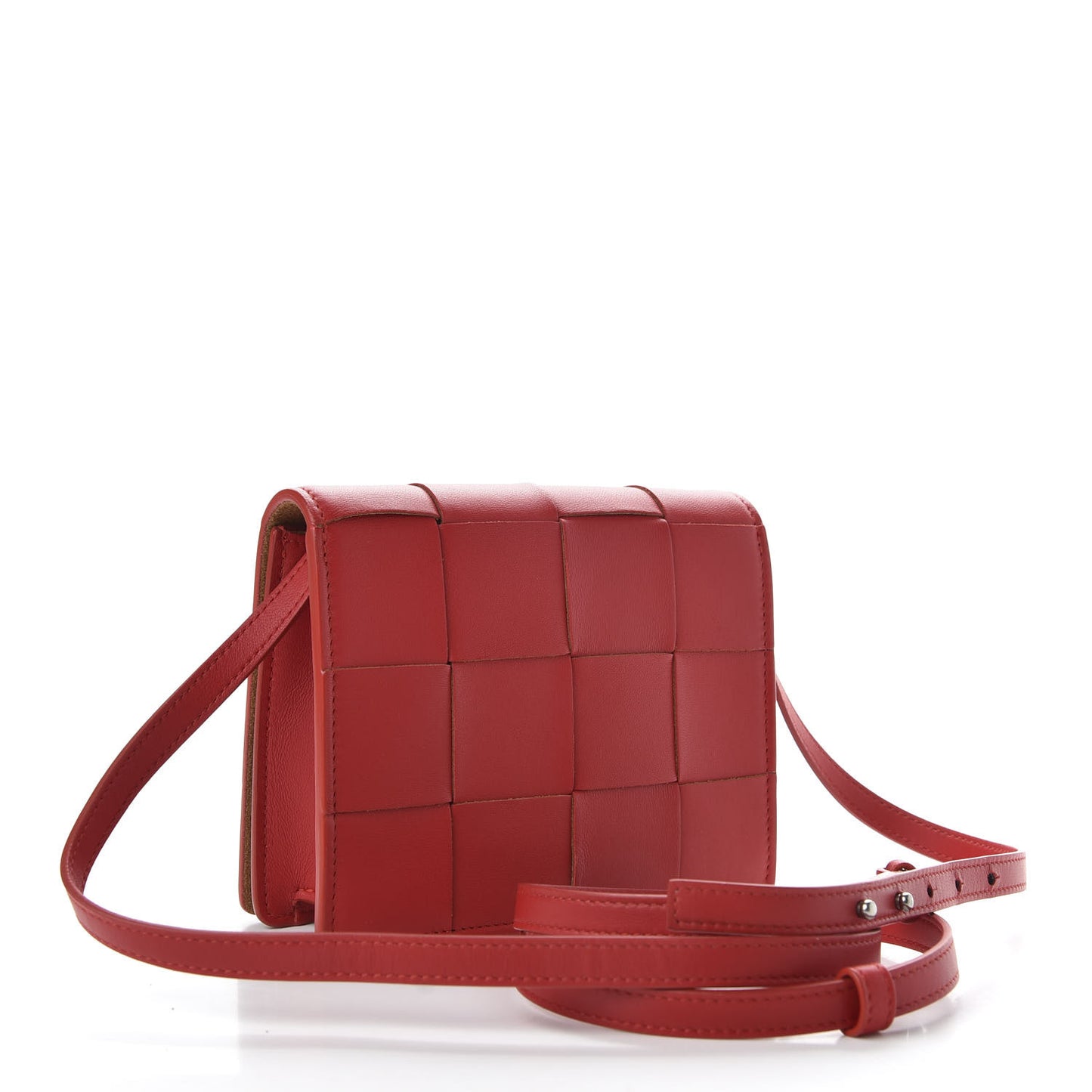 Lambskin Maxi Intrecciato Mini Cassette Crossbody Bag Bright Red