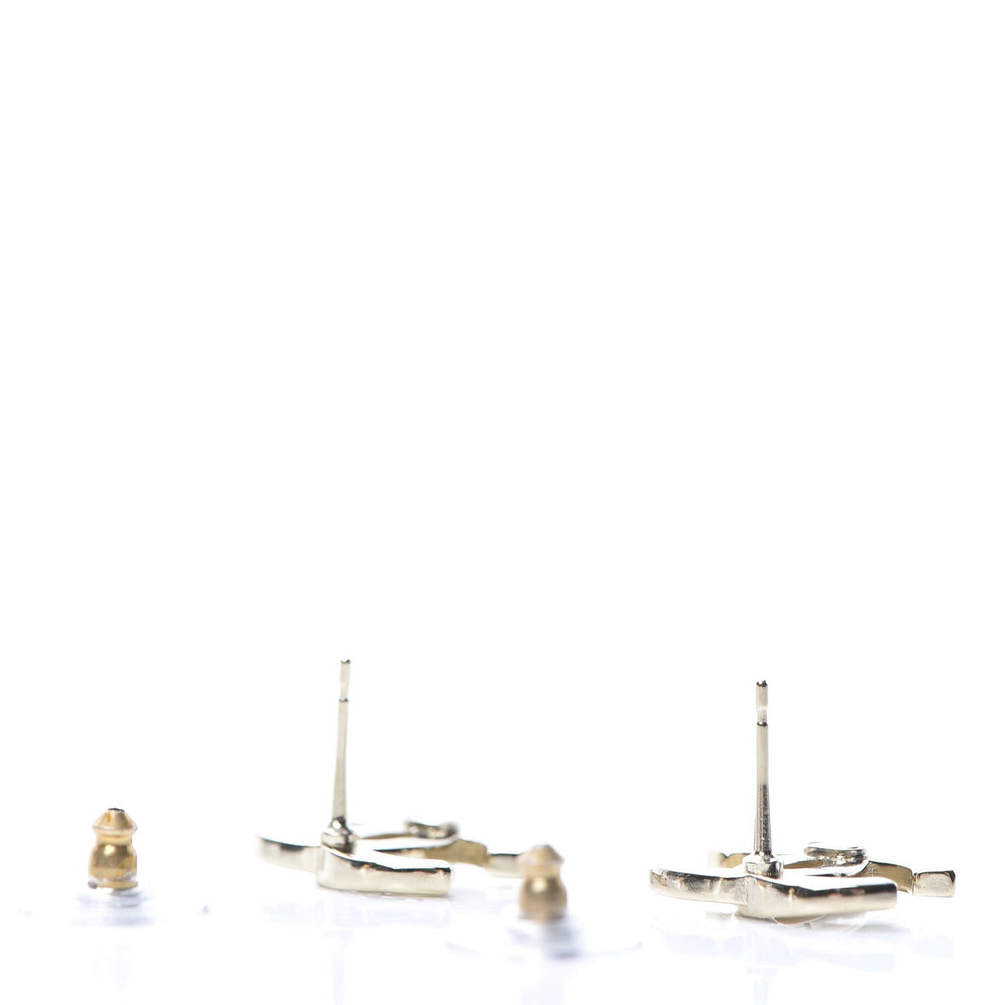 Crystal Metal CC Paris Button Stud Earrings Gold