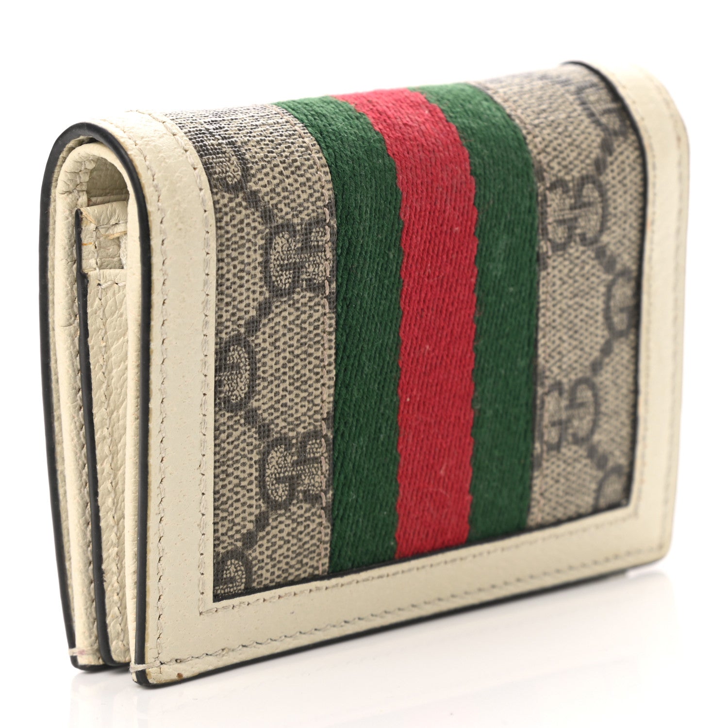 Gucci GG Supreme Monogram Web Queen Margaret Card Case Wallet Beige Mystic White 2 of 6