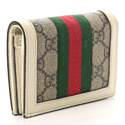 Gucci GG Supreme Monogram Web Queen Margaret Card Case Wallet Beige Mystic White 2 of 6
