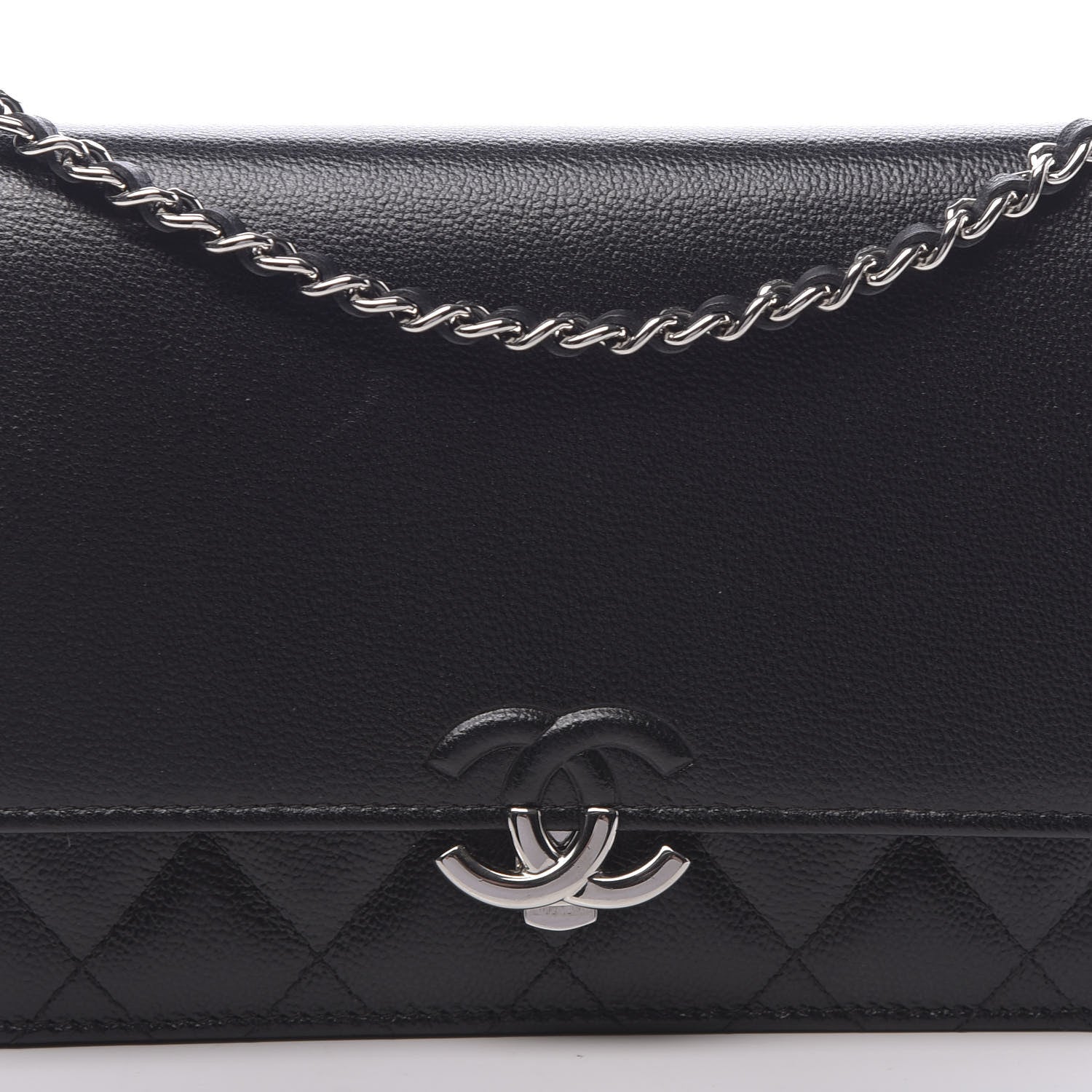 Chanel Grained Calfskin Quilted CC Box Wallet On Chain WOC Black 11 of 12