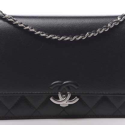 Chanel Grained Calfskin Quilted CC Box Wallet On Chain WOC Black 11 of 12