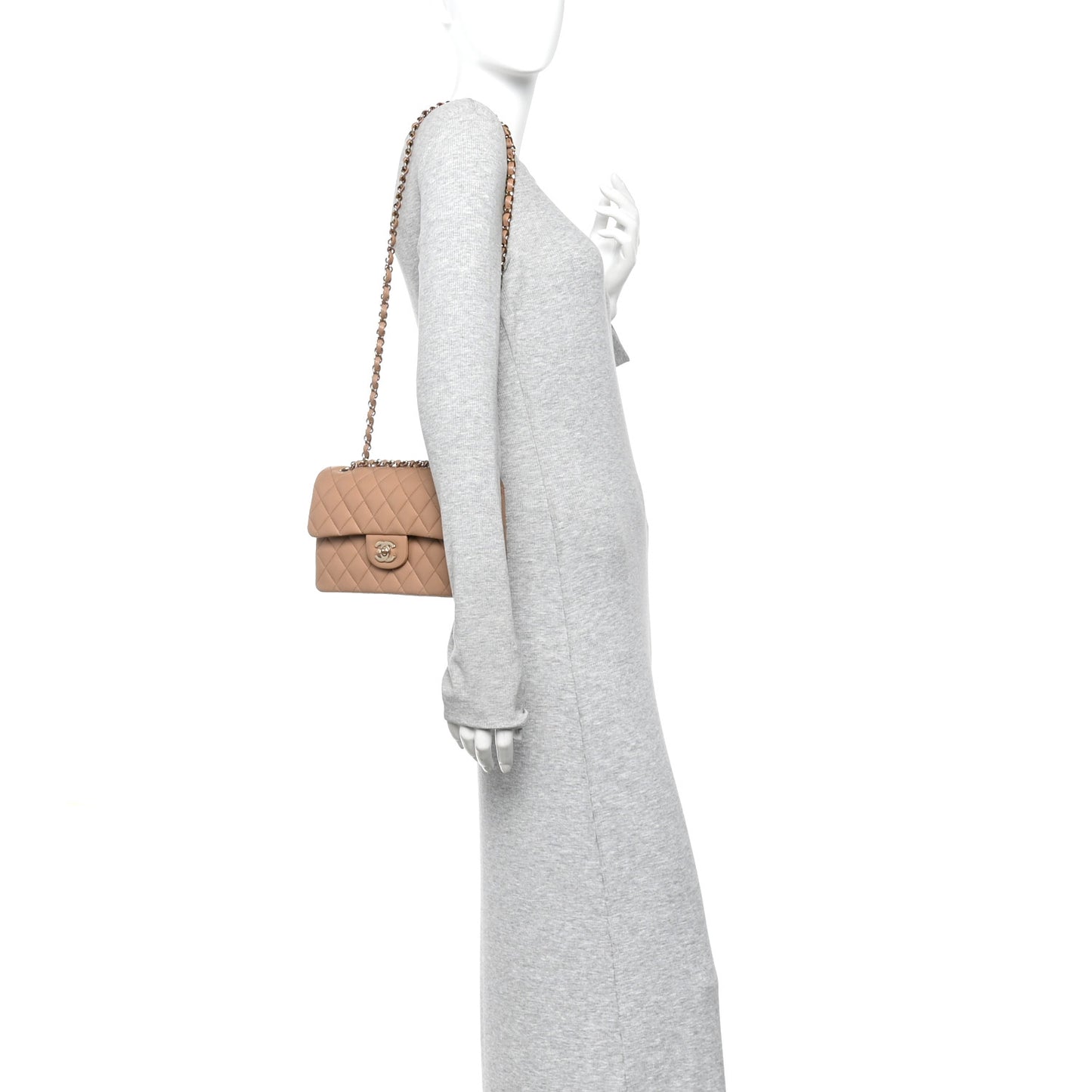 Lambskin Quilted Small Double Flap Brown