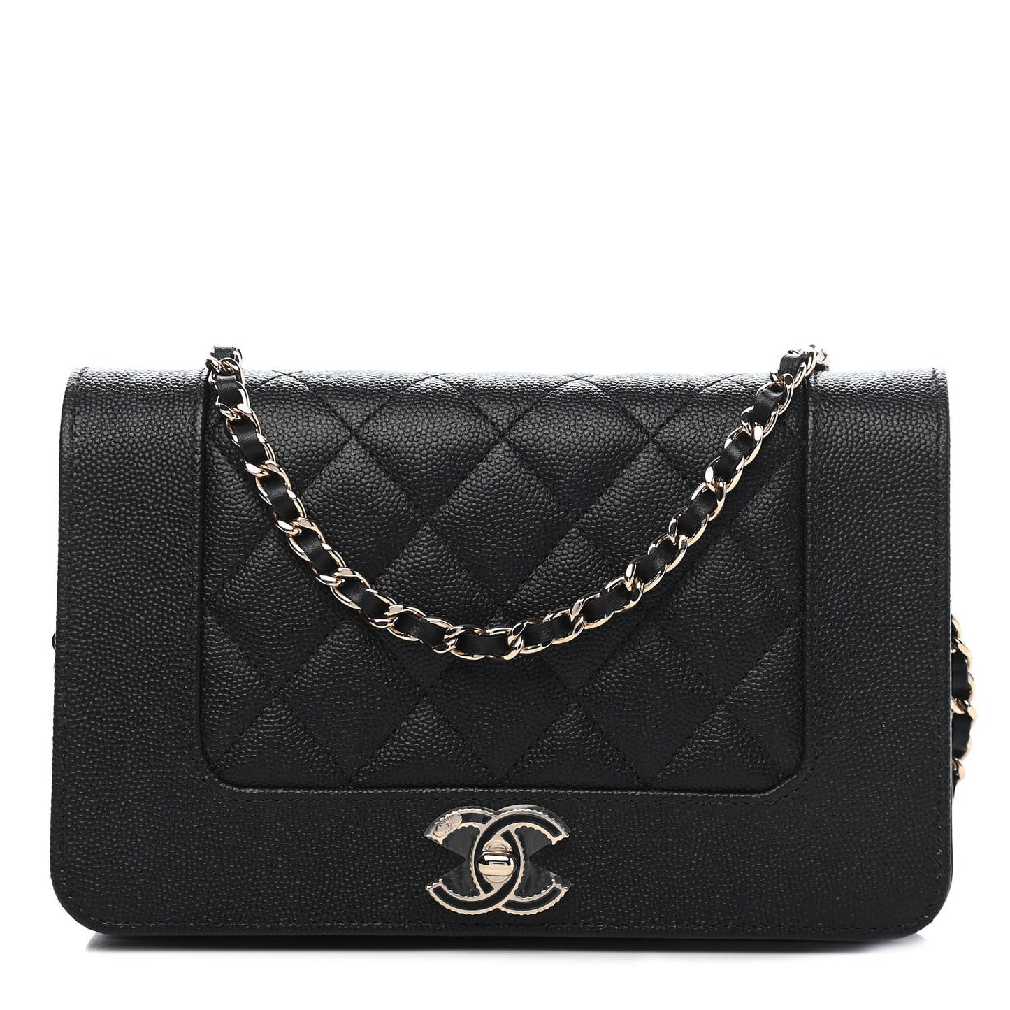 Caviar Quilted Vintage Mademoiselle Wallet On Chain WOC Black
