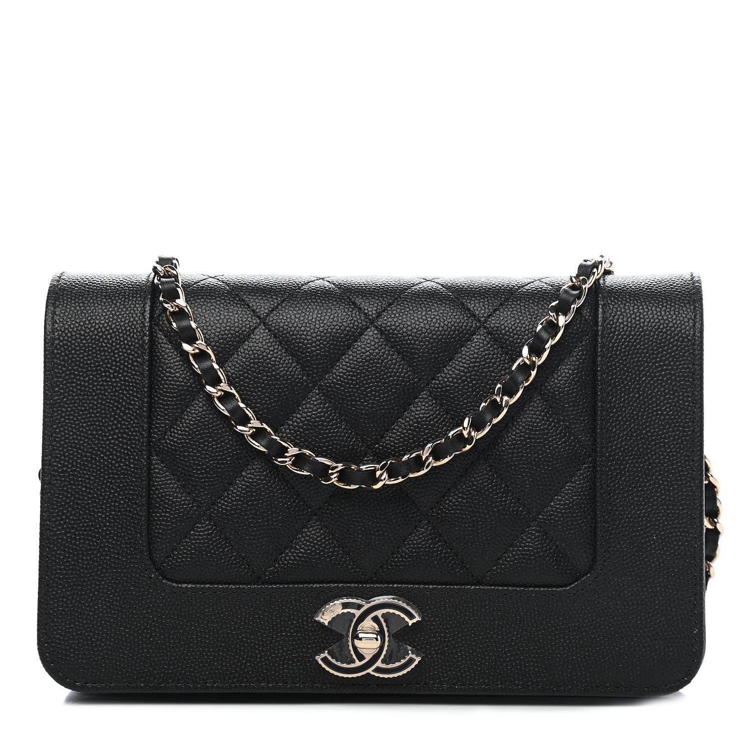 Chanel Caviar Quilted Vintage Mademoiselle Wallet On Chain WOC Black 1 of 10