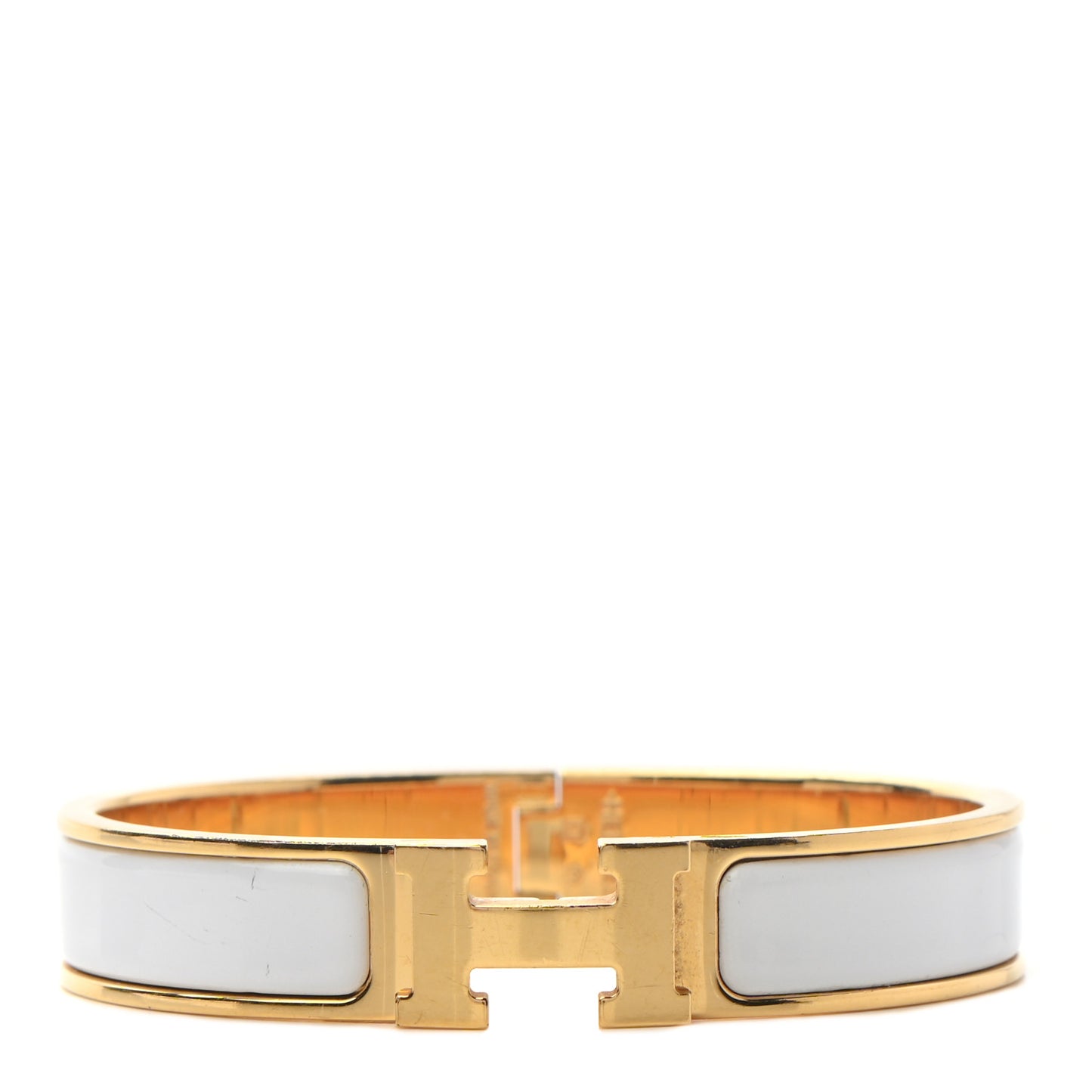 Enamel Narrow Clic Clac H Bracelet PM White