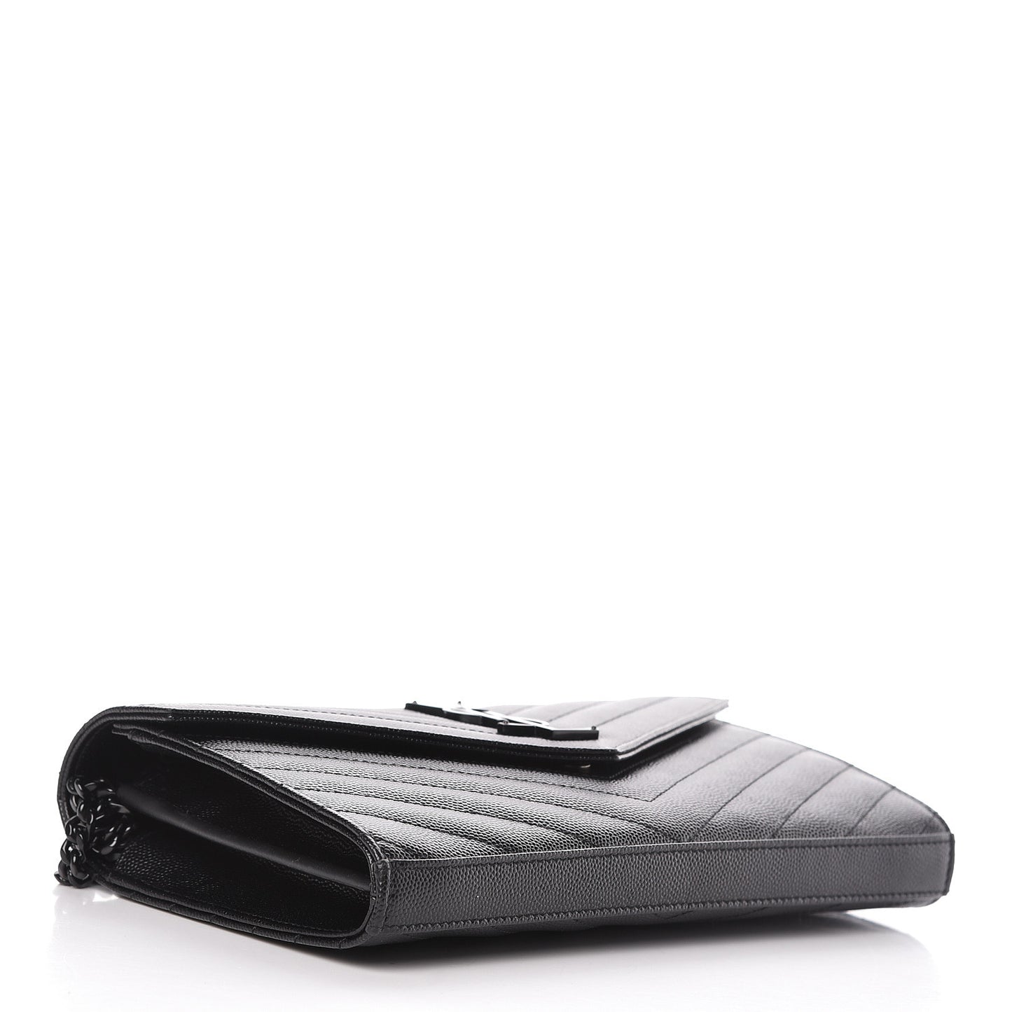 Grain De Poudre Matelasse Chevron Monogram Chain Wallet Black