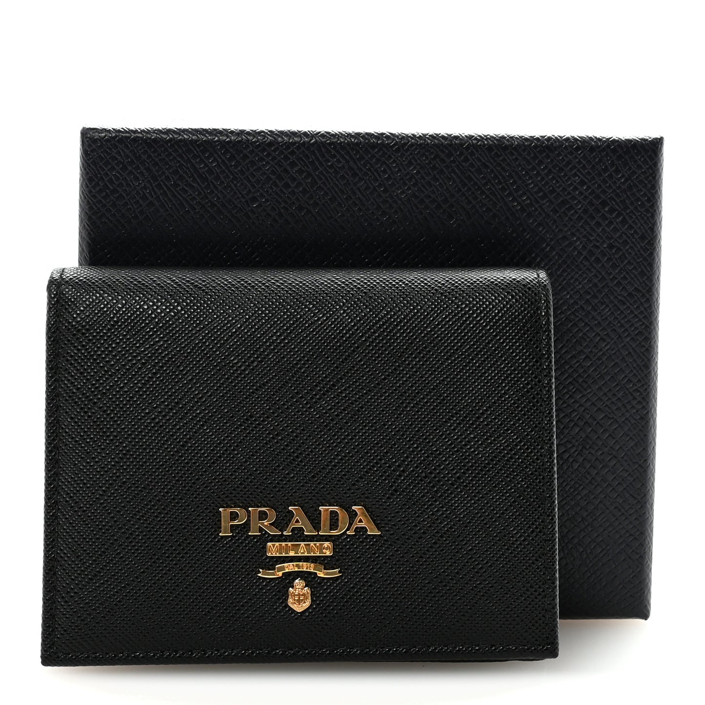 Saffiano Metal Bi-Fold Wallet  Black