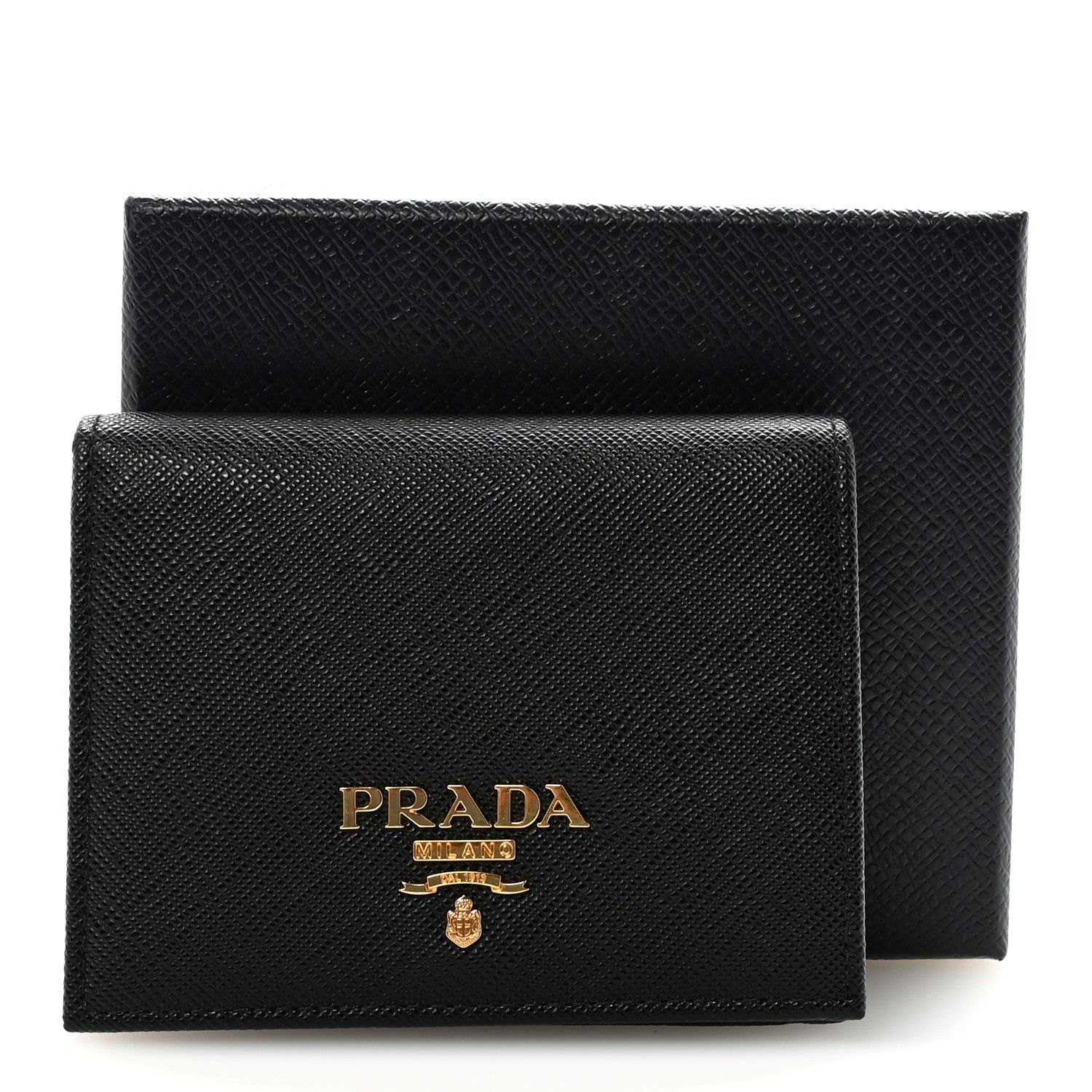 Prada Saffiano Metal Bi-Fold Wallet  Black 7 of 7