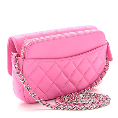 Chanel Lambskin Quilted Flap Phone Holder With Chain Neon Pink 3 of 12
