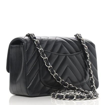 Chanel Lambskin Chevron Quilted Mini Rectangular Flap Black 3 of 15
