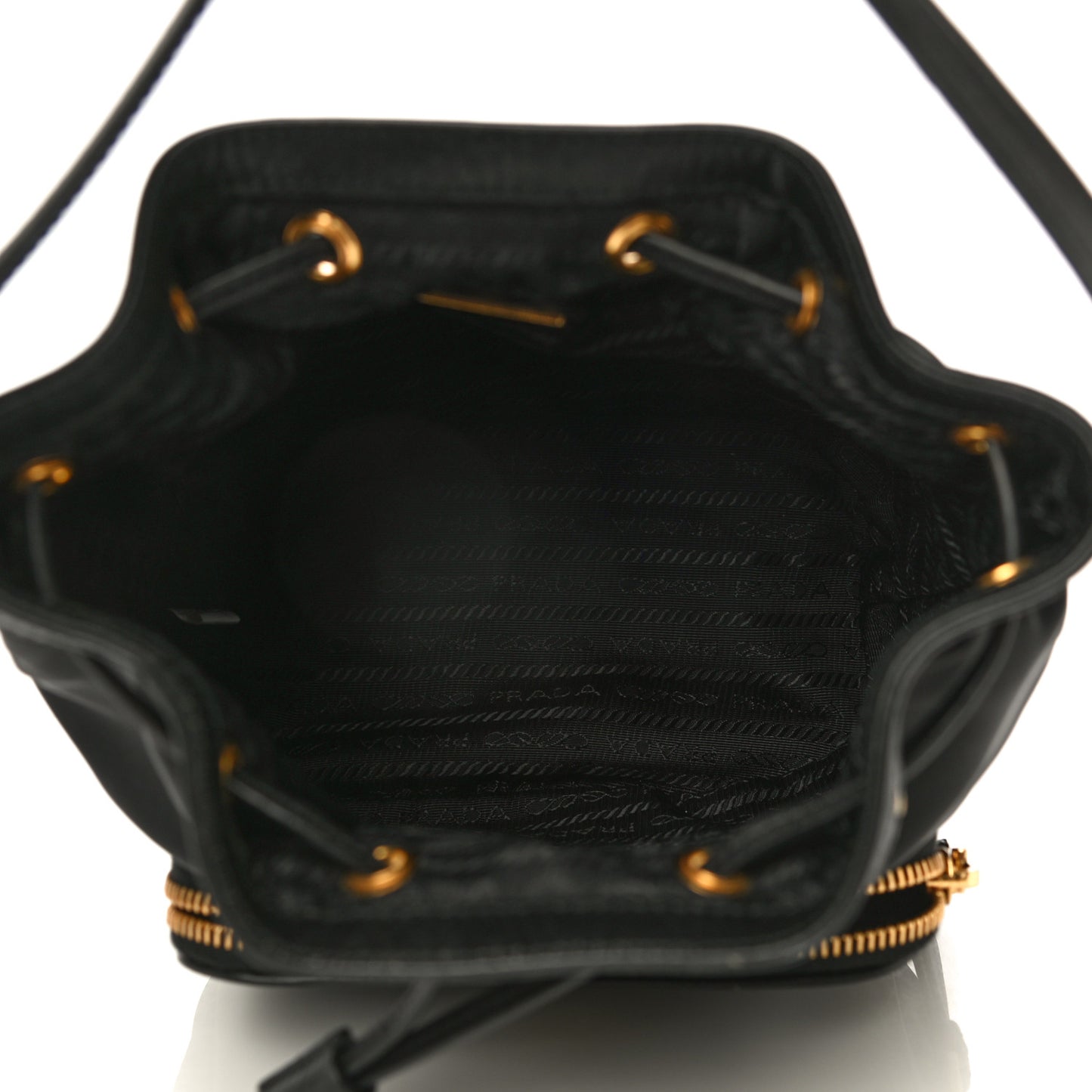 Saffiano Tessuto Nylon Mini Bucket Crossbody Bag Black