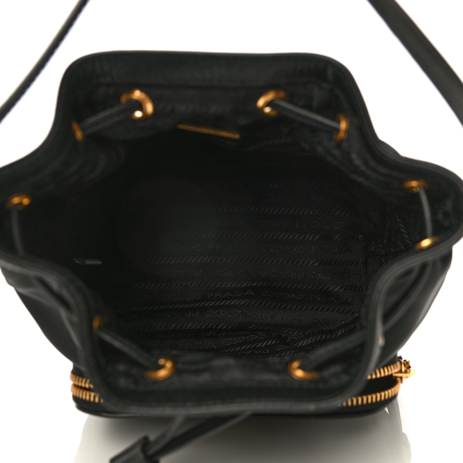 Prada Saffiano Tessuto Nylon Mini Bucket Crossbody Bag Black 5 of 13
