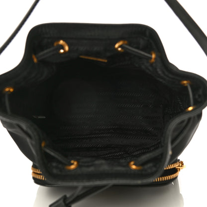 Prada Saffiano Tessuto Nylon Mini Bucket Crossbody Bag Black 5 of 13
