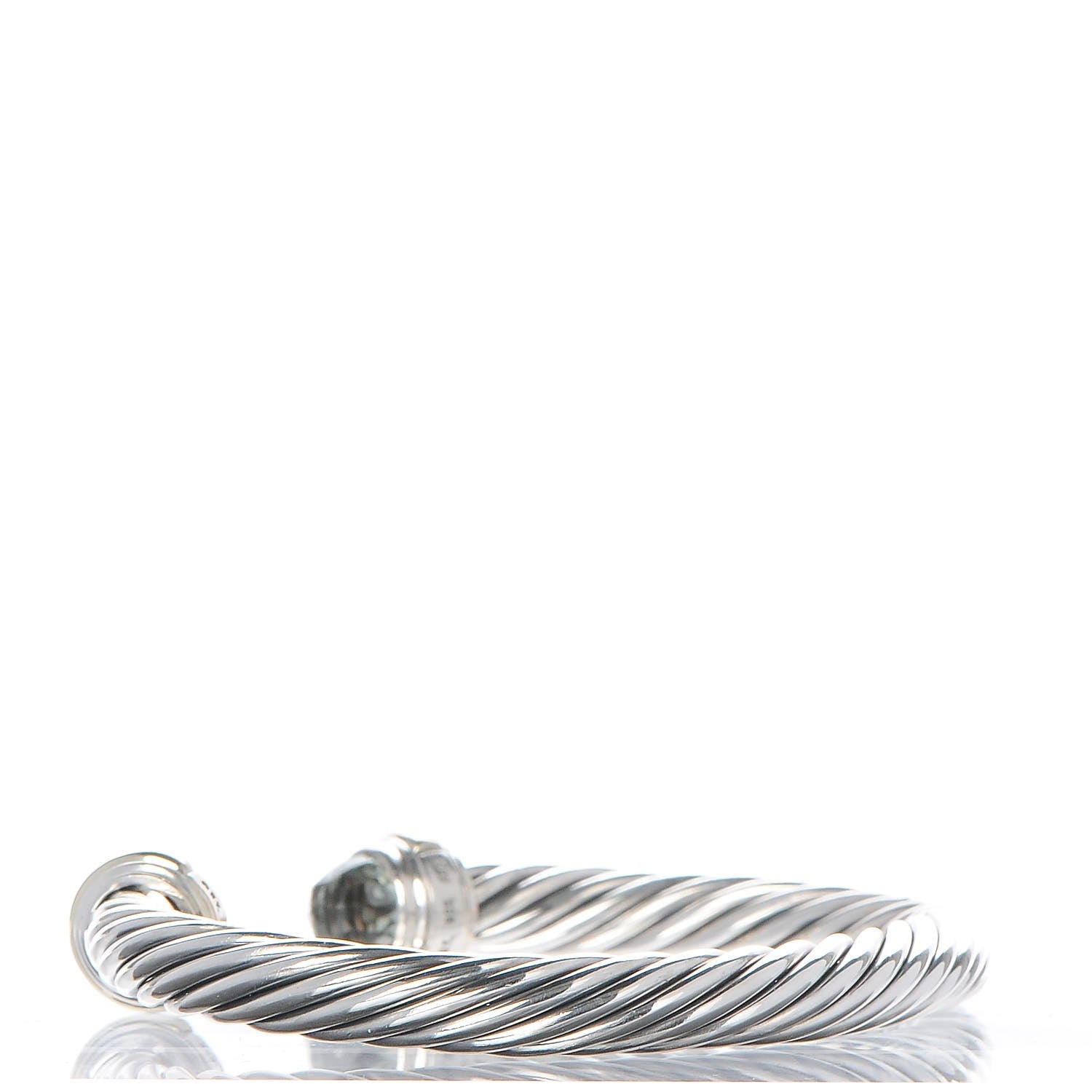 David Yurman Sterling Silver 14K Yellow Gold Prasiolite 7mm Cable Classics Bracelet 3 of 5