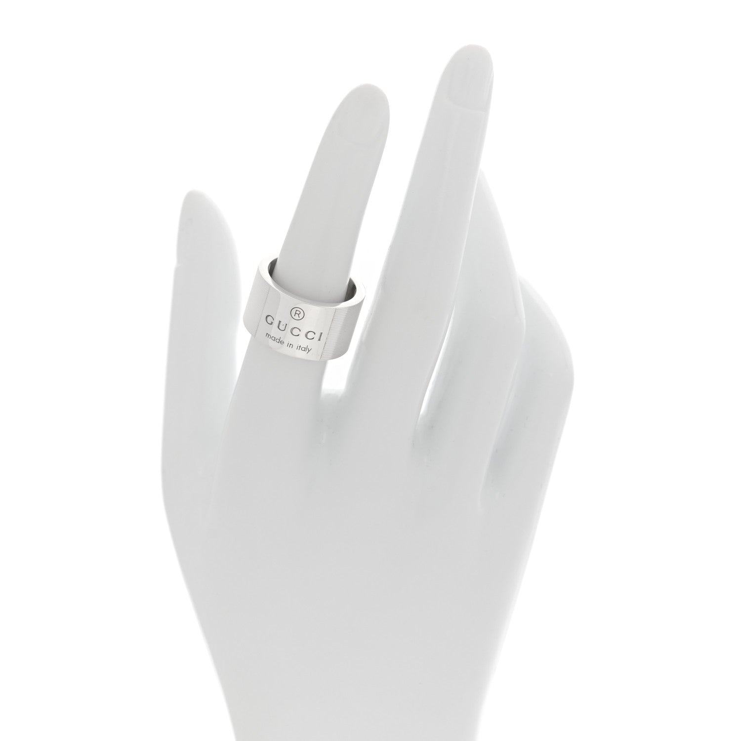 Gucci Sterling Silver 12mm Trademark Wide Band Ring 54 6.75 2 of 4