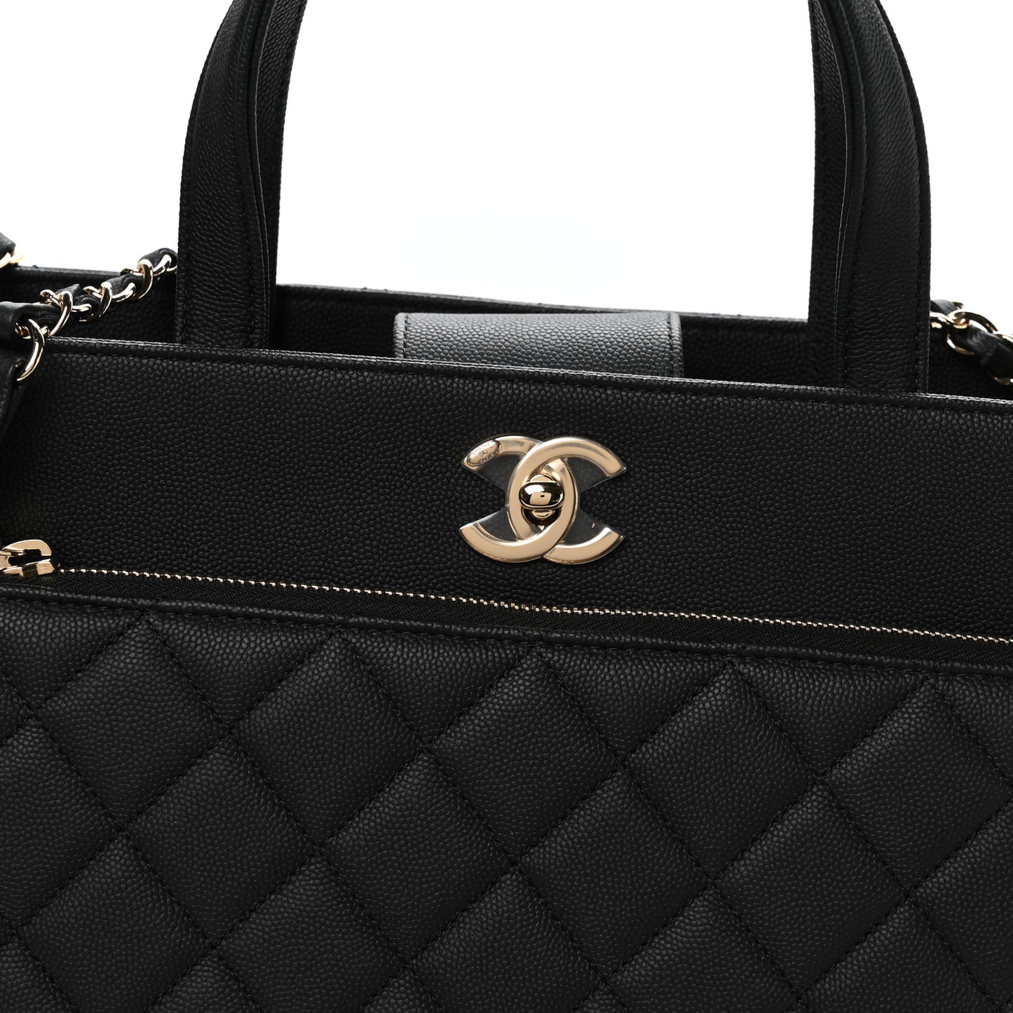 Caviar Quilted Large Business Affinity Shopping Bag Black