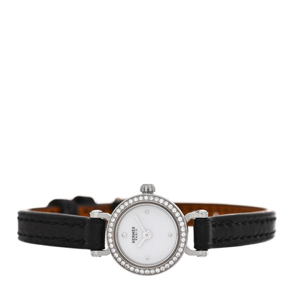 Hermes 18K White Gold Barenia Diamond 16mm Faubourg Quartz Watch Noir 2 of 5