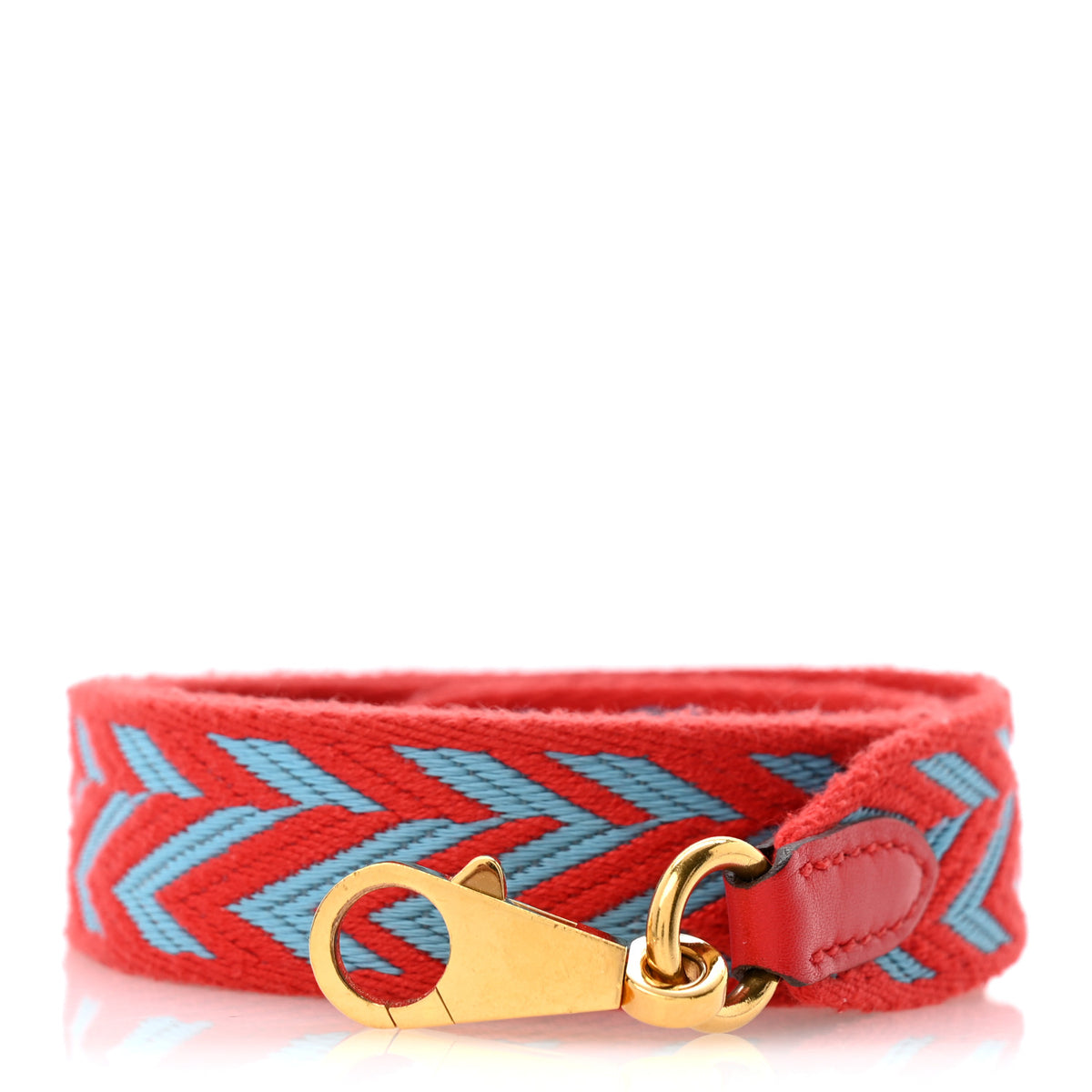 Hermes Toile Swift 25mm Sangle ZigZag Shoulder Strap Rouge de Coeur Bleu du Nord 1 of 6