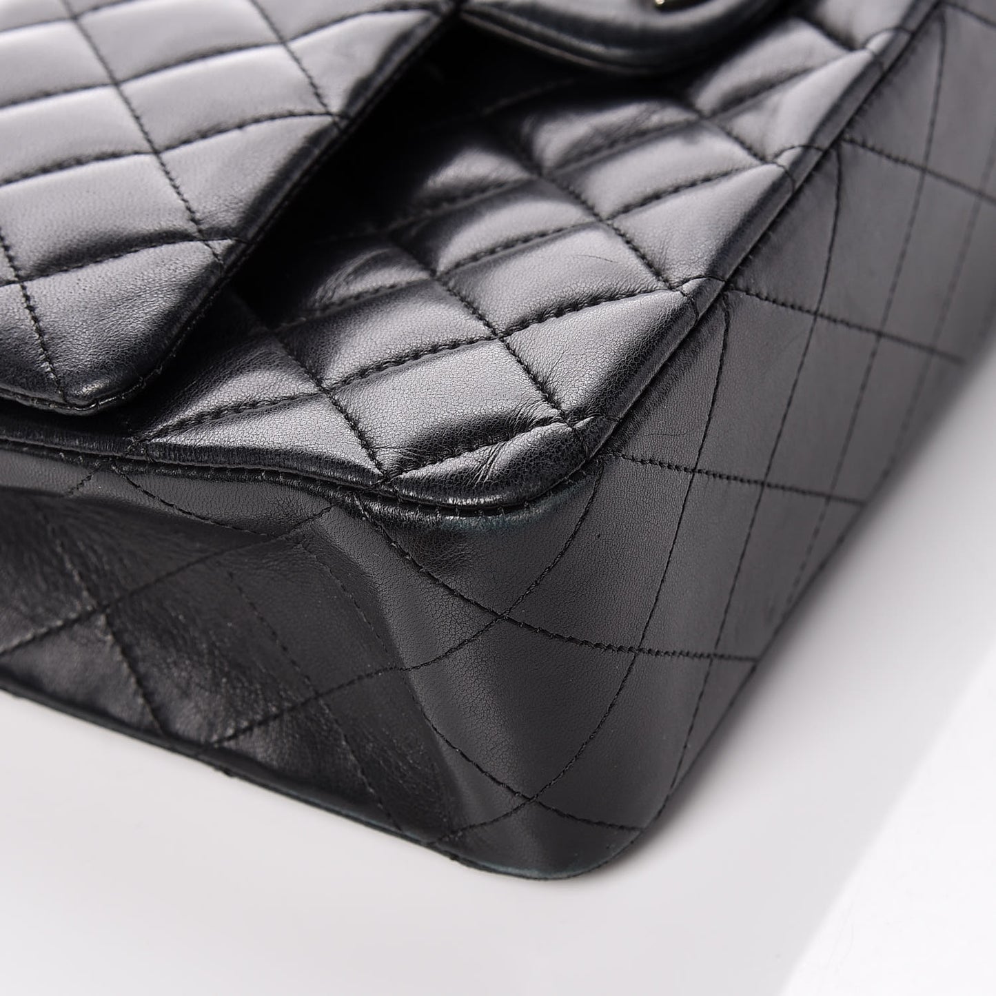 Lambskin Quilted Medium Double Flap Bag Black