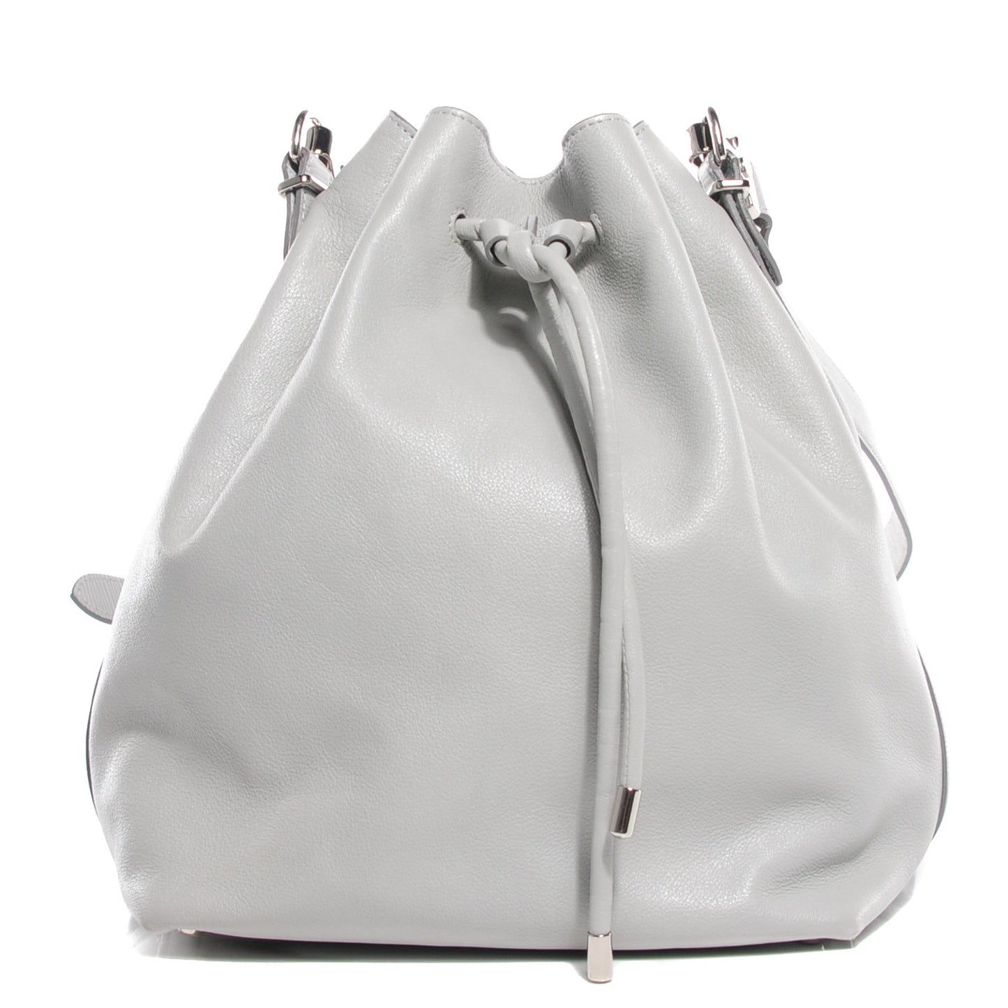 Grained Leather Medium Bucket Bag Icy Pearl