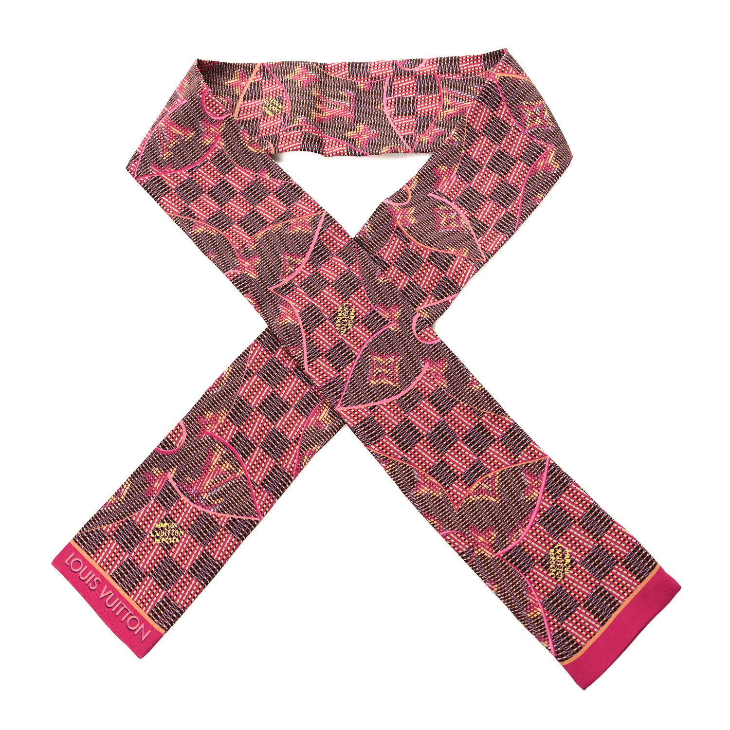 Louis Vuitton Silk Monogram Damier Pop Print Bandeau Pink 1 of 3