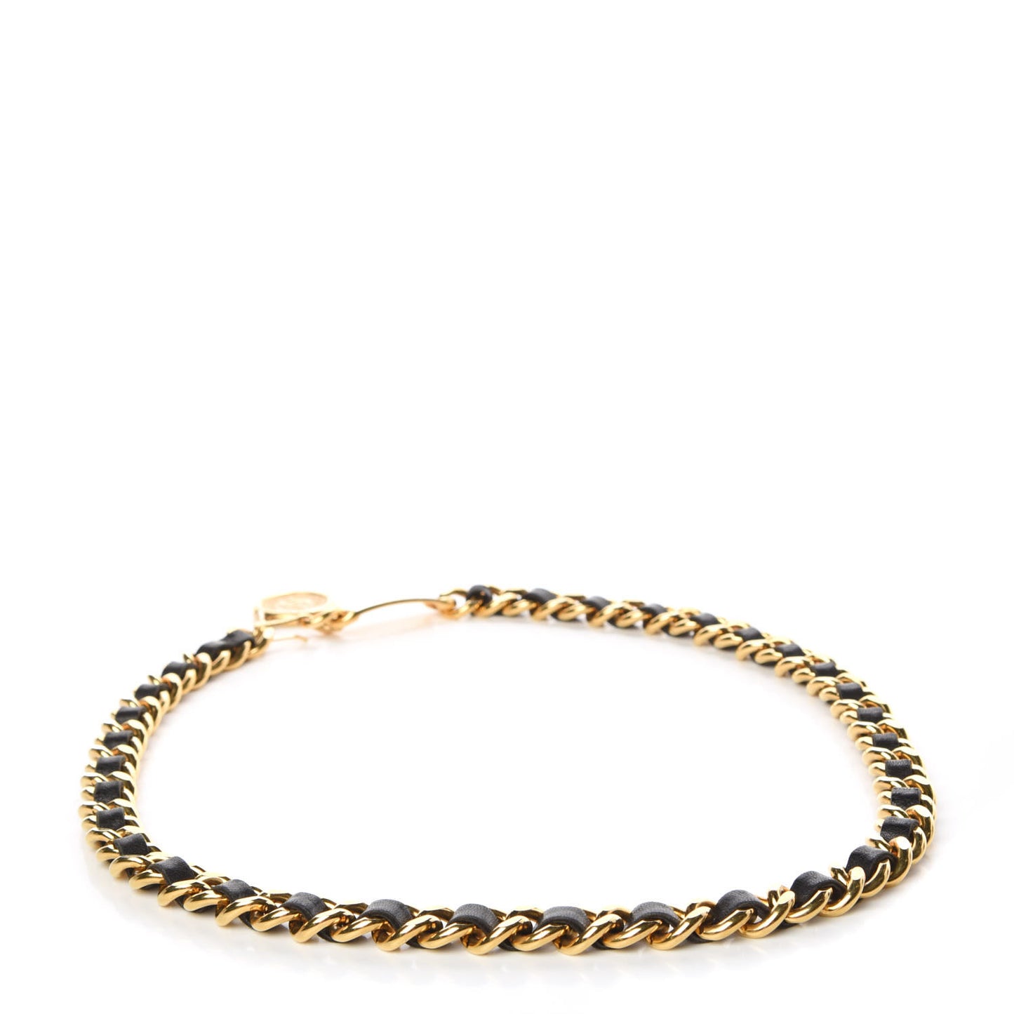 Lambskin Chain CC Medallion Belt Black Gold