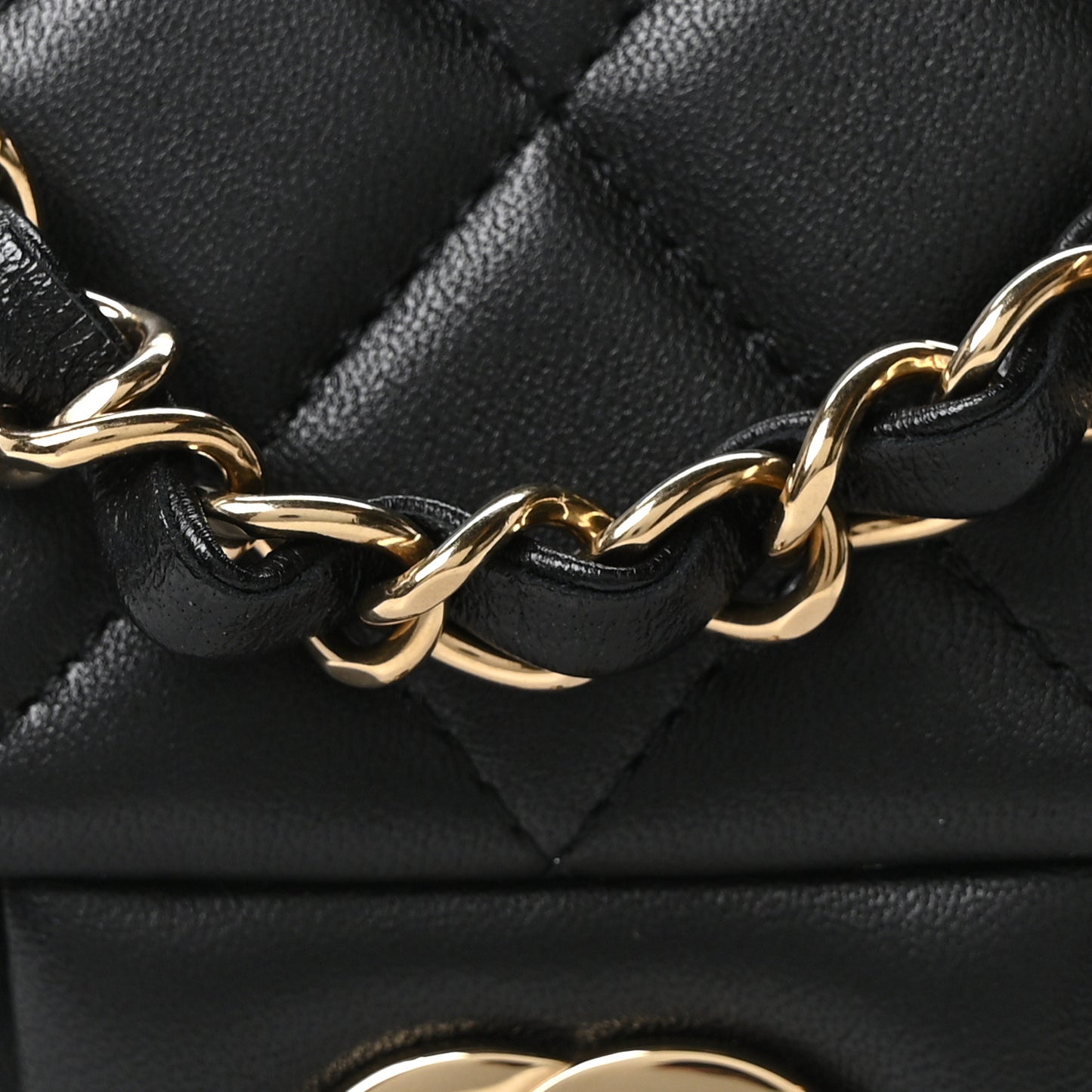 Lambskin Quilted Mini Rectangular Flap Black