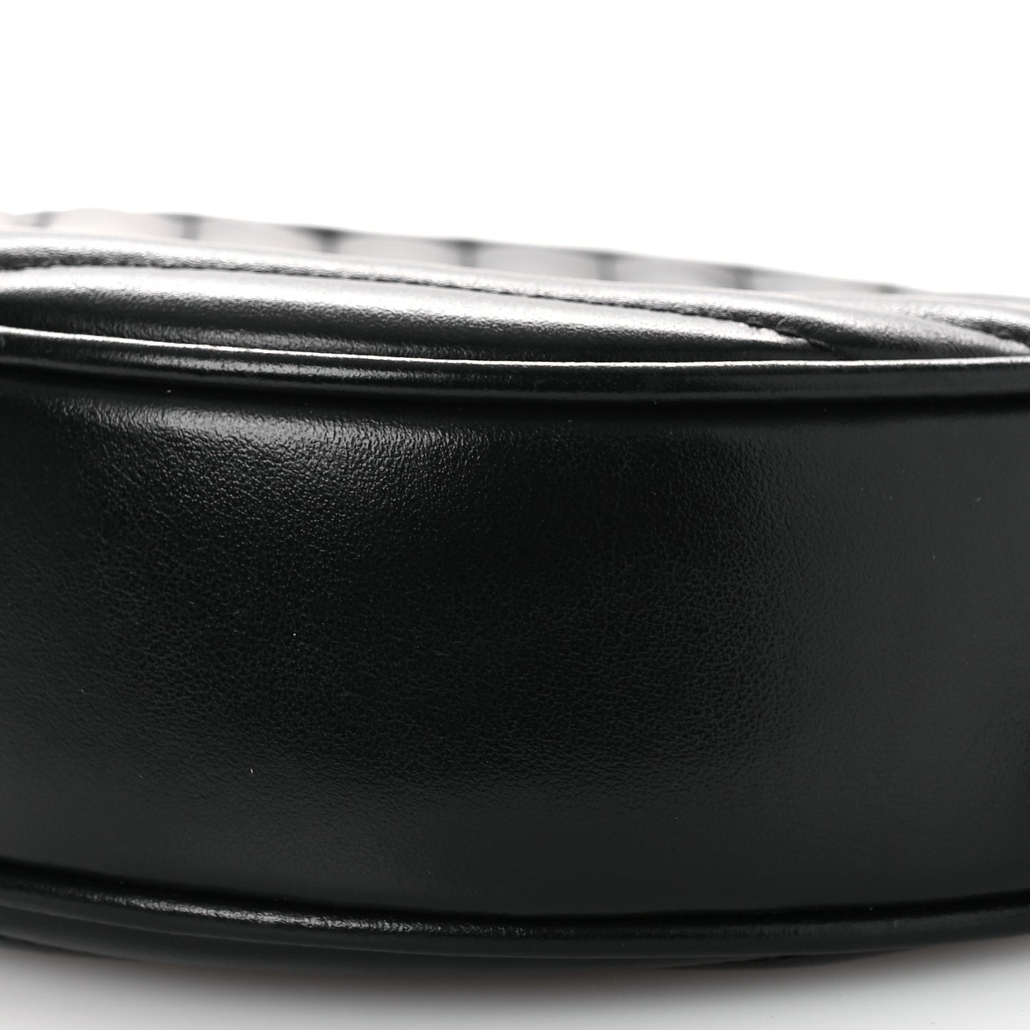 Calfskin Matelasse Chevron Round Vinyle Camera Bag Black