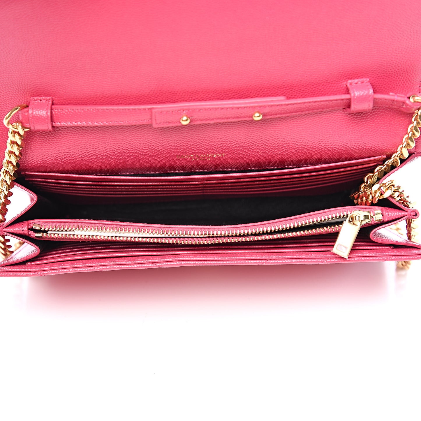 Grain De Poudre Matelasse Chevron Monogram Chain Wallet Rose Clair