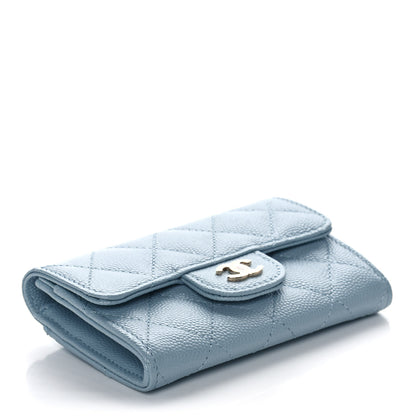 Chanel Caviar Quilted Flap Card Holder Wallet Light Blue 4 of 12