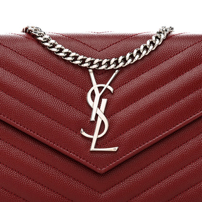 Saint Laurent Grain De Poudre Matelasse Chevron Monogram Chain Wallet Palissandre 7 of 9