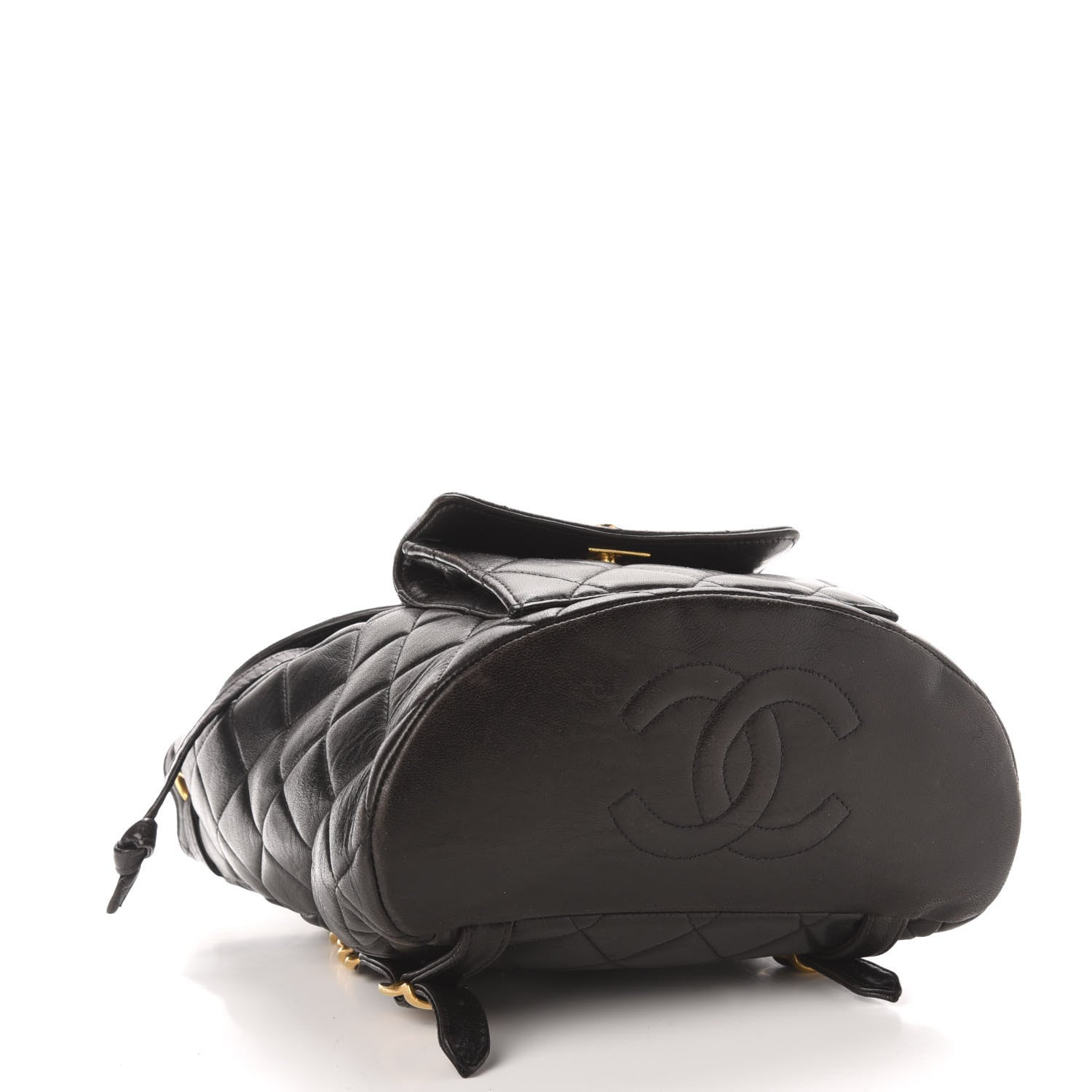 Chanel Lambskin Quilted Drawstring Backpack Black 3 of 11