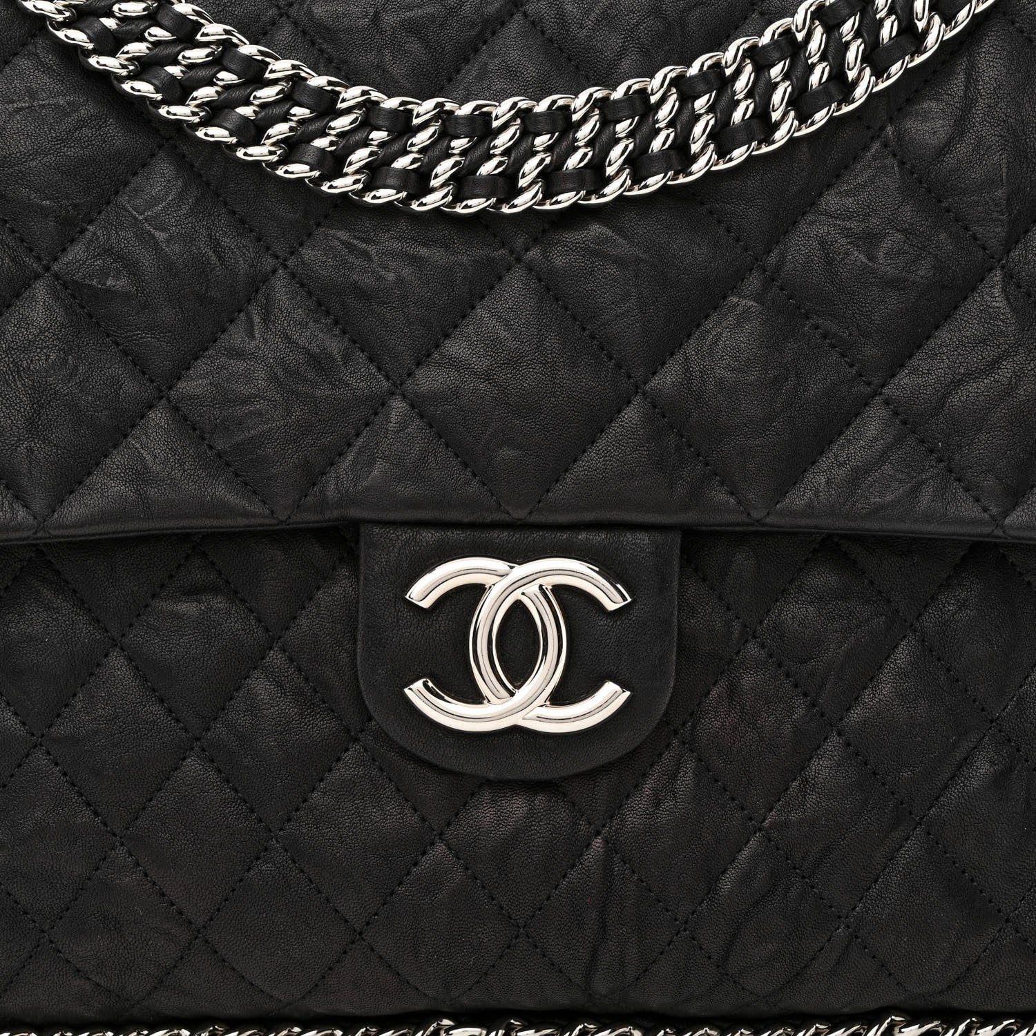 Chanel Washed Lambskin Quilted Maxi Chain Around Flap Black 8 of 11