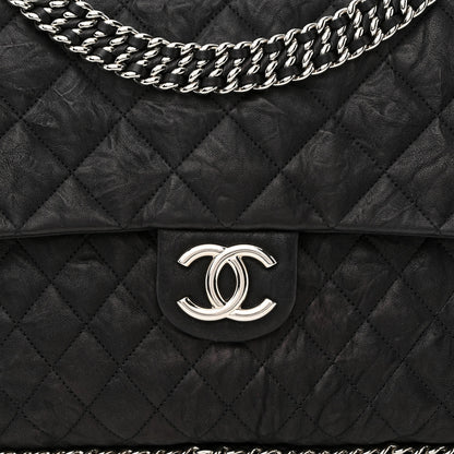 Chanel Washed Lambskin Quilted Maxi Chain Around Flap Black 8 of 11