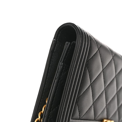 Chanel Lambskin Quilted Boy Wallet On Chain WOC Black 13 of 15