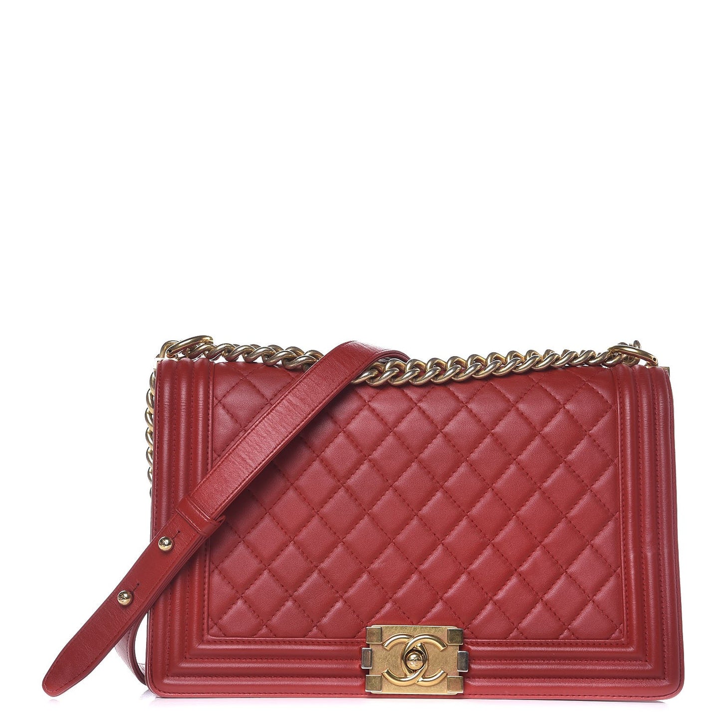 Lambskin Quilted New Medium Boy Flap Red