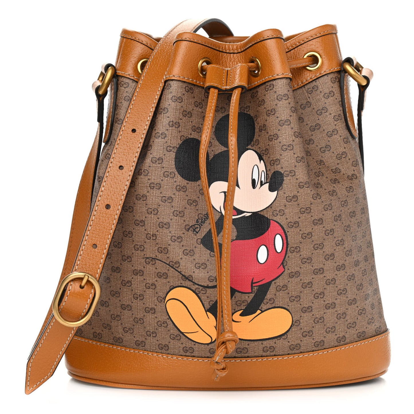 X DISNEY Mini Vintage GG Supreme Monogram Bucket Bag Beige Vintage Sun Oil